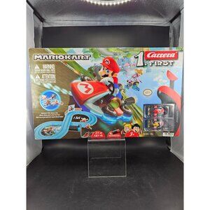 Carrera 1st Mario Kart Slot Car Racing Track Set 7.87 Ft With Mario & Peach Cars
